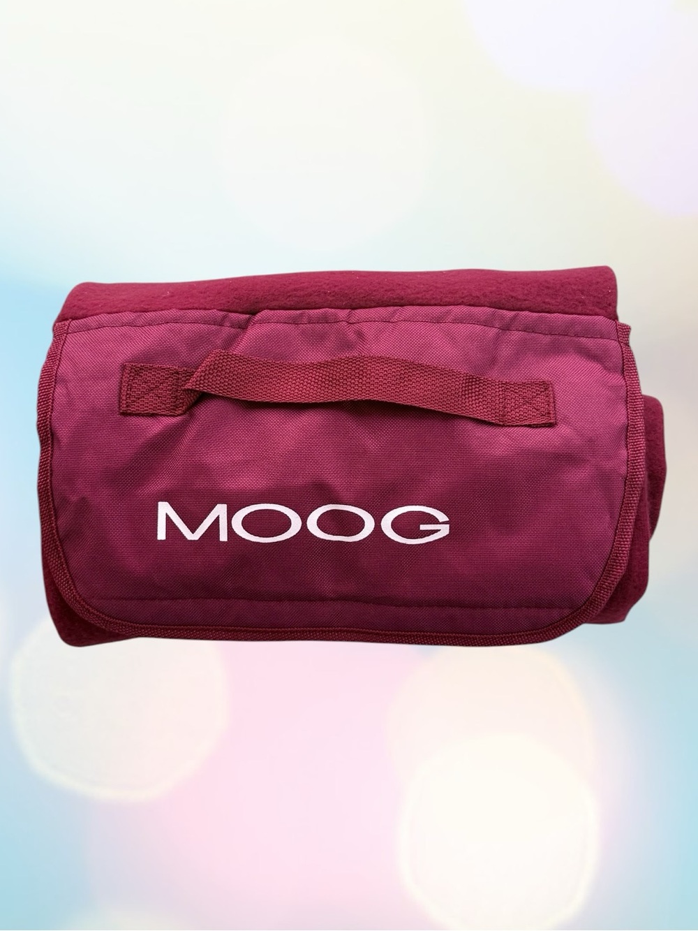 Magenta MOOG Branded Roll-Up Fleece Travel Picnic Blanket ~ 54”x45”